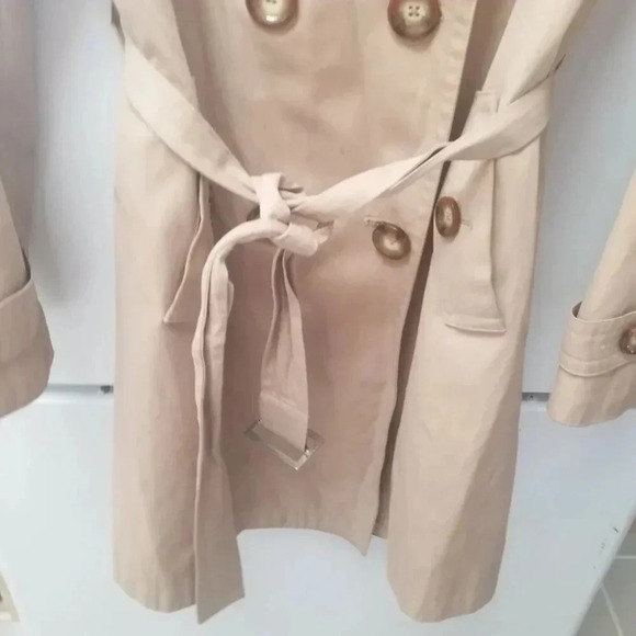 Micheal Kors  Tan Double Breasted Belted Trench Coat L - Picture 11 of 12